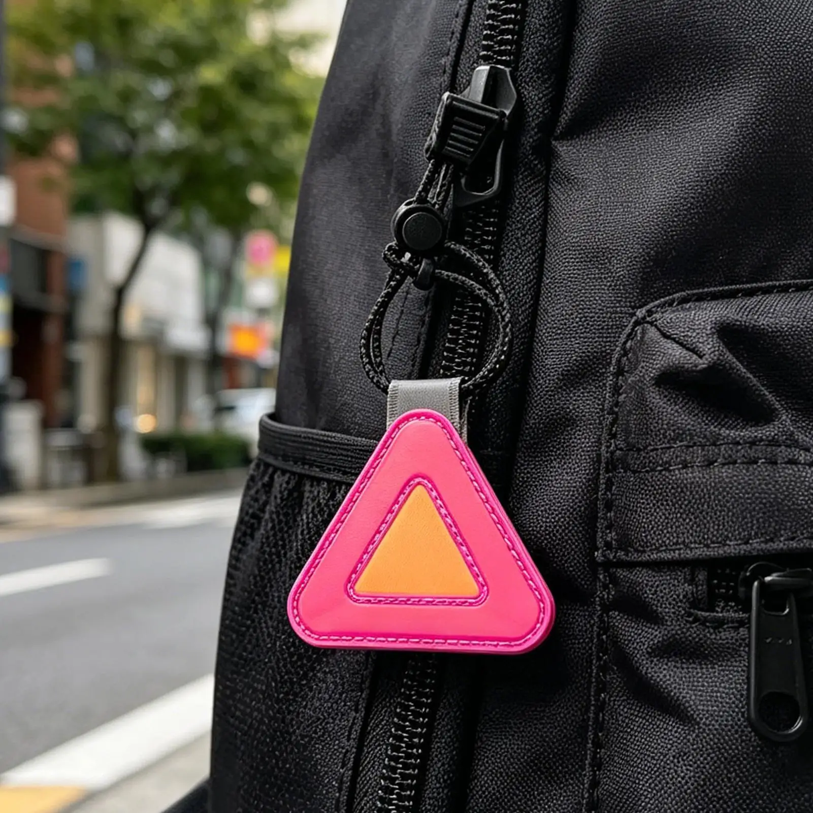 Triangle Reflective Safety Tag Double Sided PVC Warning Sign With Elastic Rope Universal For Bike Saddle Backpack Night Cycling