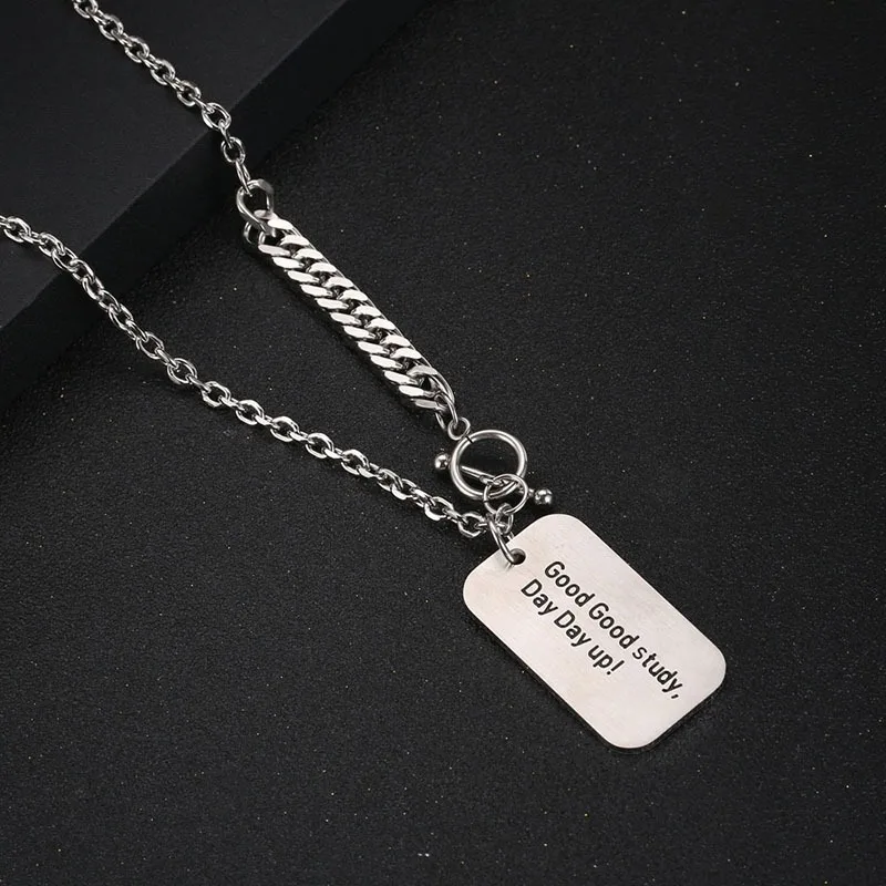 IMI التيتانيوم الصلب الإنجليزية قلادة الجيش العلامة التجارية سترة سلسلة ins تنوعا قلادة الرجال والنساء الهيب هوب الرقص بيرسو