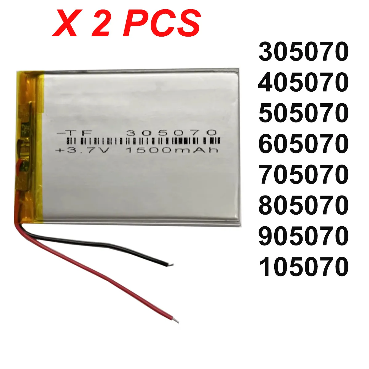 3.7V 505070 2300mAh Lithium Li-ion Polymer Battery 505068 305070 405070 605070 705070 805070 905070 105070 for LED Light DashCam