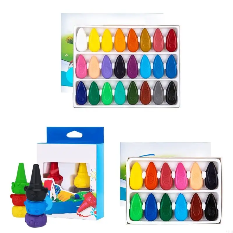 

Y5LB Washable Water Drop-shaped Colorful Set 6/12/24 Bright Colors Home Kindergarten Drawing Supplies