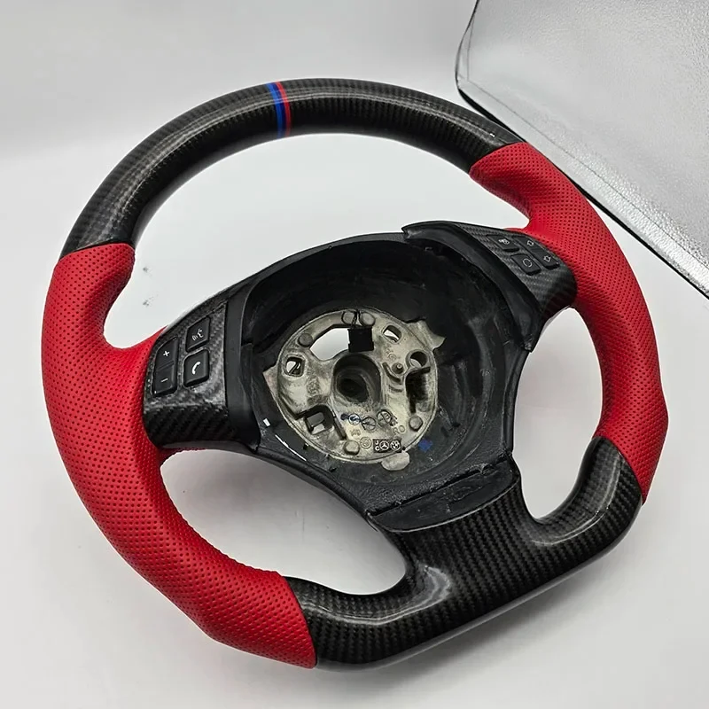 High Quality M Performance Carbon Fiber Perforated Leather Steering Wheel With Black Stitching For E90