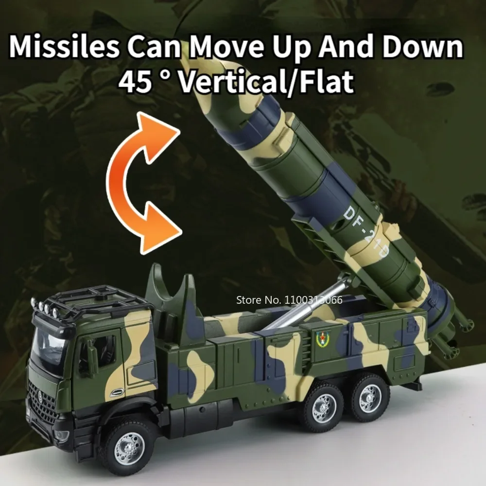 1:35 Dongfeng DF21D Ballistic Missile Vehicle Toy Alloy Diecasts Vehicle Model with Light Sound Military Car Model Child Gifts