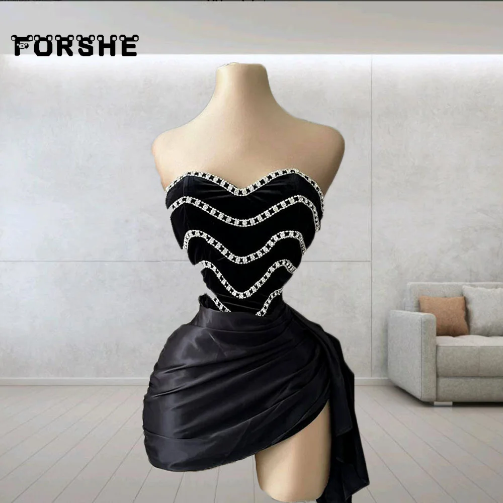 Sexy Black Cocktail Dress 2025 Strapless Beads Short Birthday Outfit Vestidos De Graduación Party Gowns Customized