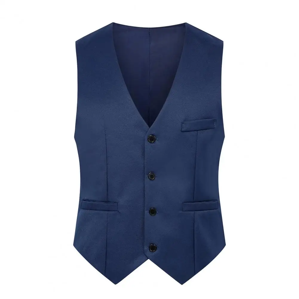 Gilet de couleur unie pour hommes, gilet de printemps sans manches à col en V simple pour le travail