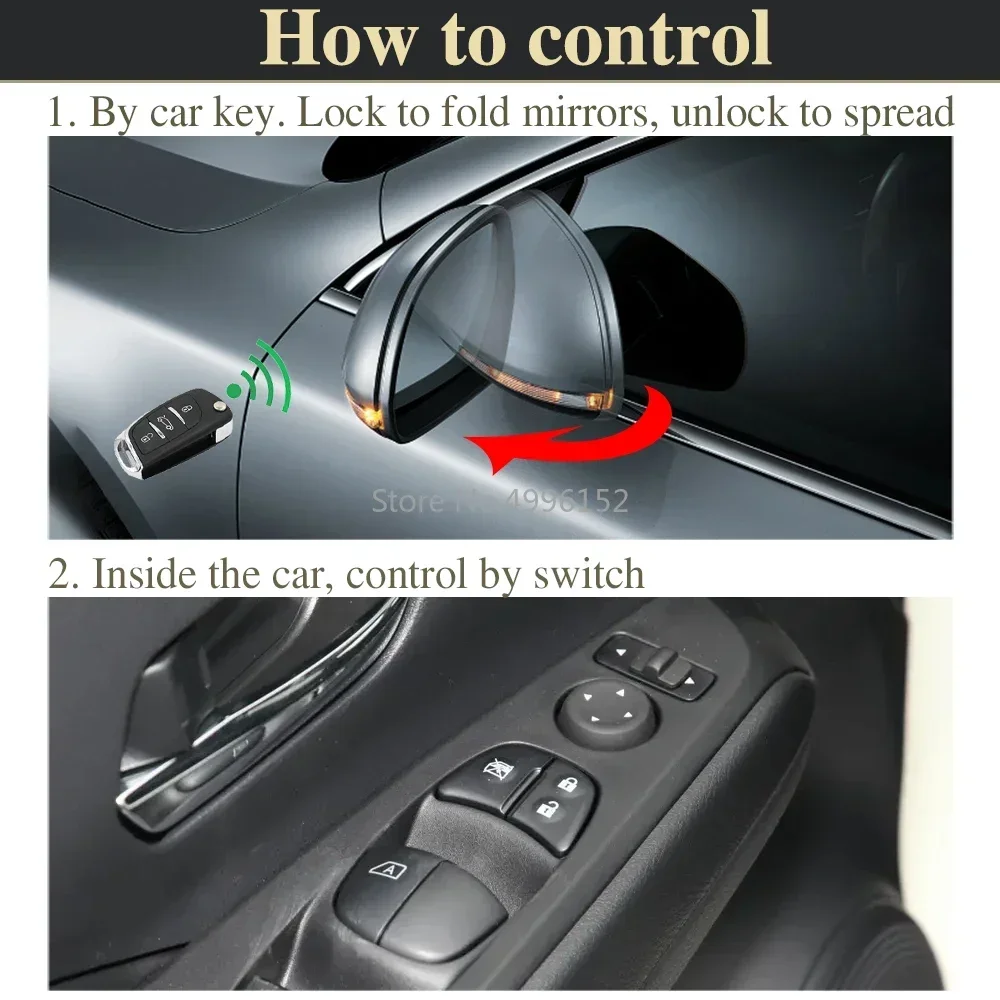 For Nissan Kicks P15 2016-2023 Car Side Mirror Folding Kit Rearview Mirror Folding Motor Engine Electric Power Mirror Fold