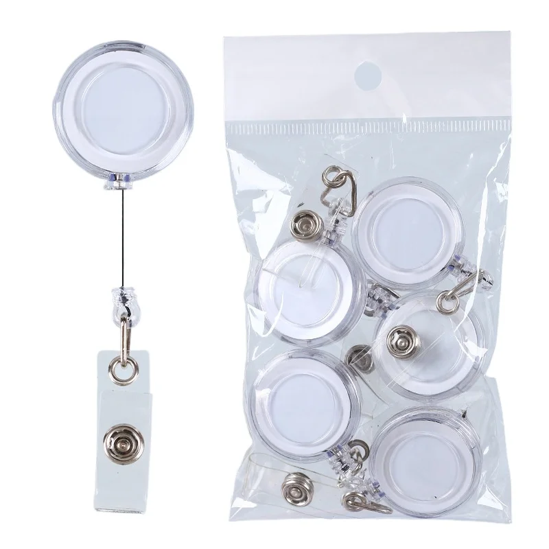 10Pcs/Set Retractable Badge Reels Easy To Pull Working Permit Clips Badge Holder Reels Key Ring Chain Clips Office Supplies