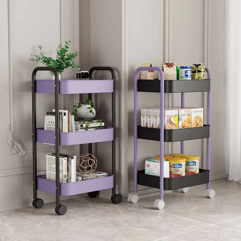 

Cart rack Movable wheeled snack storage rack Bedroom bedside rack Cross-border