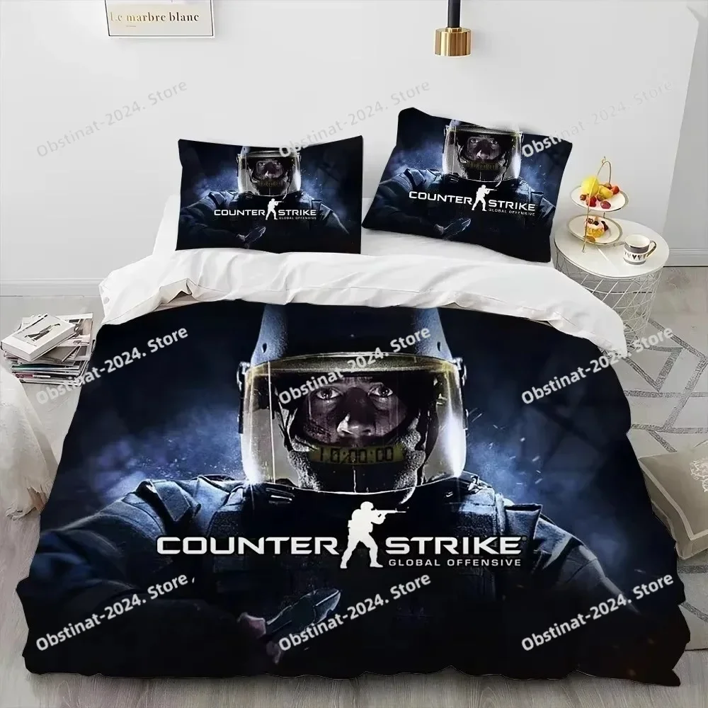 CS GO Game Gamer Counter Strike Bedding Set Duvet Cover Full Queen King Size Pillowcase Bed Print Aldult Kid Bedroom Single Twin