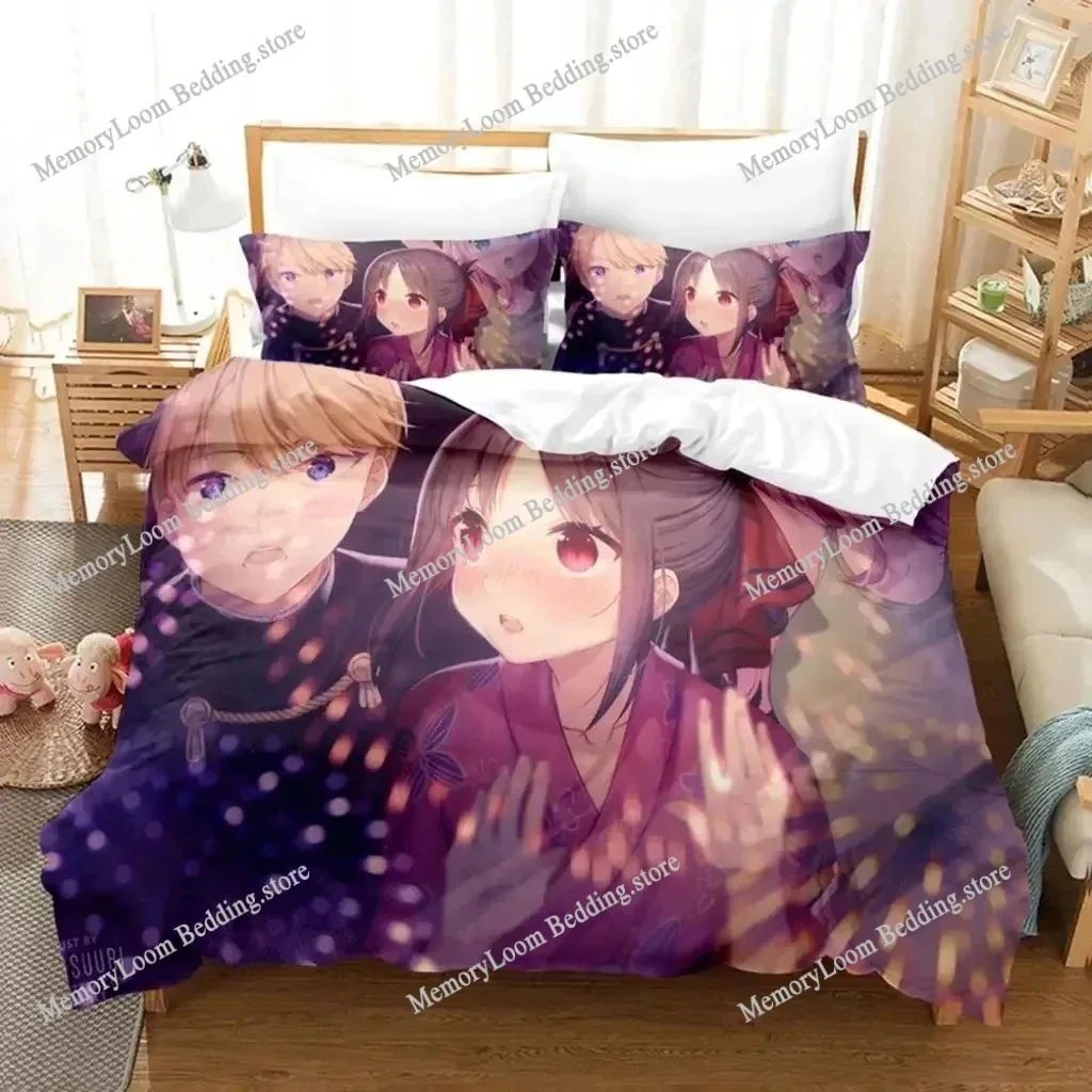 3D Print Anime Kaguya-sama Love Is War Miss Huiye Bedding Set Boys Girls Twin Queen Size Duvet Cover Pillowcase Bed Boys Adult