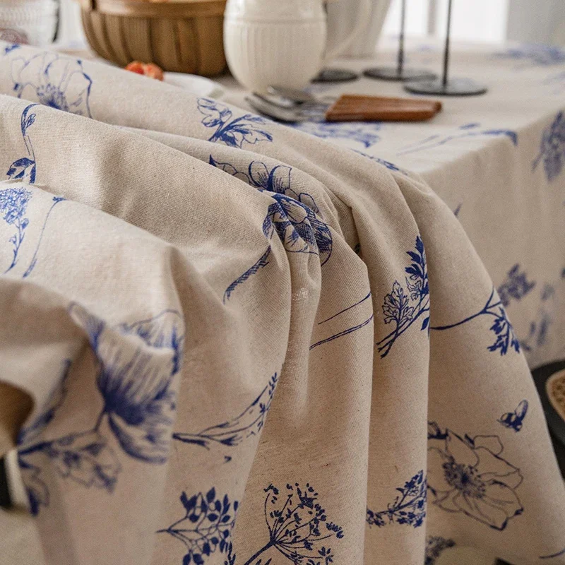 Blue Floral Curtain Printing Window Curtains for Light Blocking Drapes Rod Pocket Bedrooms Living Room Bathroom Boho Decorations