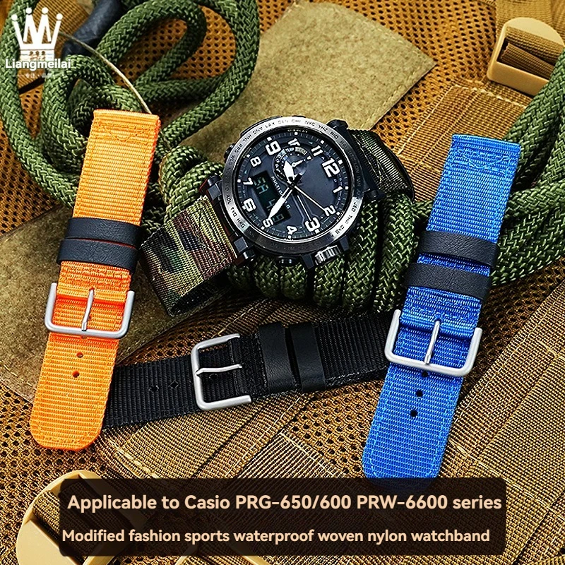 

Нейлоновый ремешок для часов Casio PRG-600/650Y PRW-6600YB GA2200, водонепроницаемый нейлоновый ремешок для часов, мужской ремешок с инструментами, 24 мм