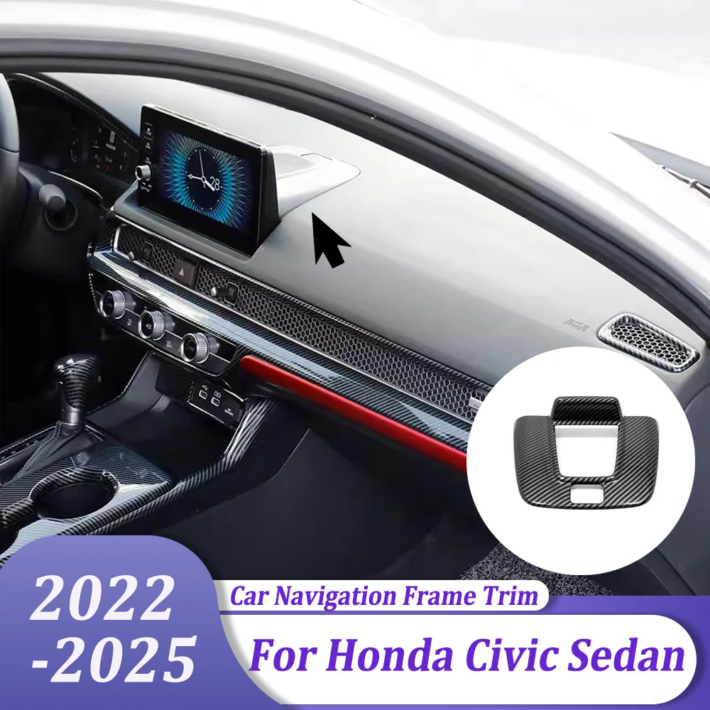 

Carbon Fiber Navigation Rear Decorative Frame Strip Cover Trim Car Accessories For Honda Civic Sedan 2022 2023 2024 2025