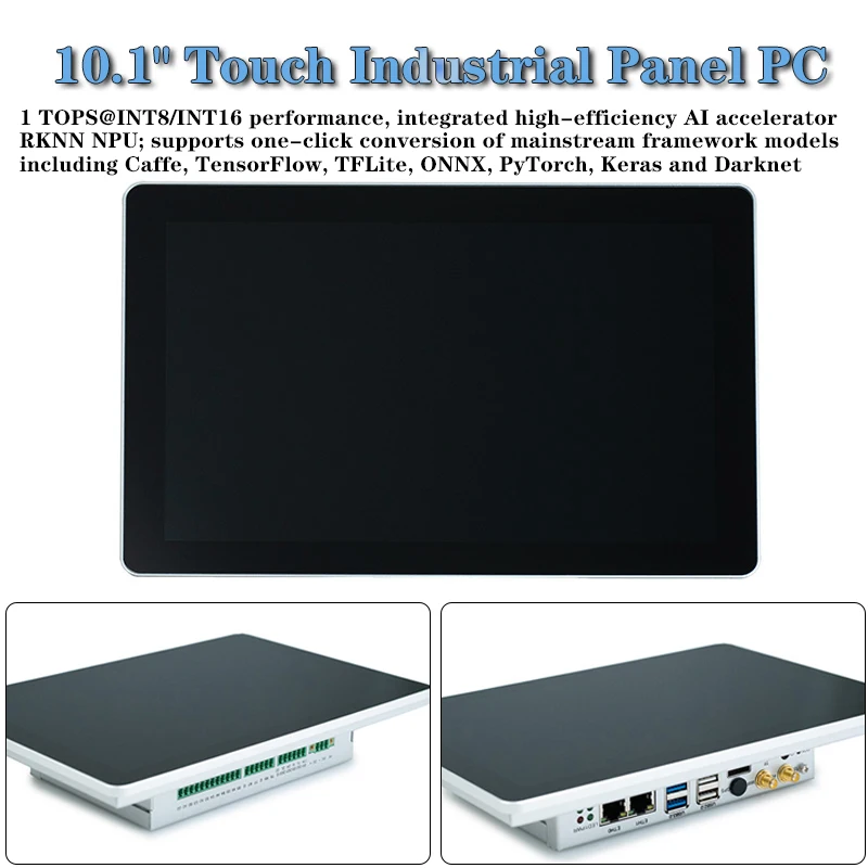10.1 Inch RK3568B2 Industrial HMI Touch Panel All-in-One PC 1TOPS NPU AI Edge PC Dual Gigabit Ethernet Multi-Touch Linux Android