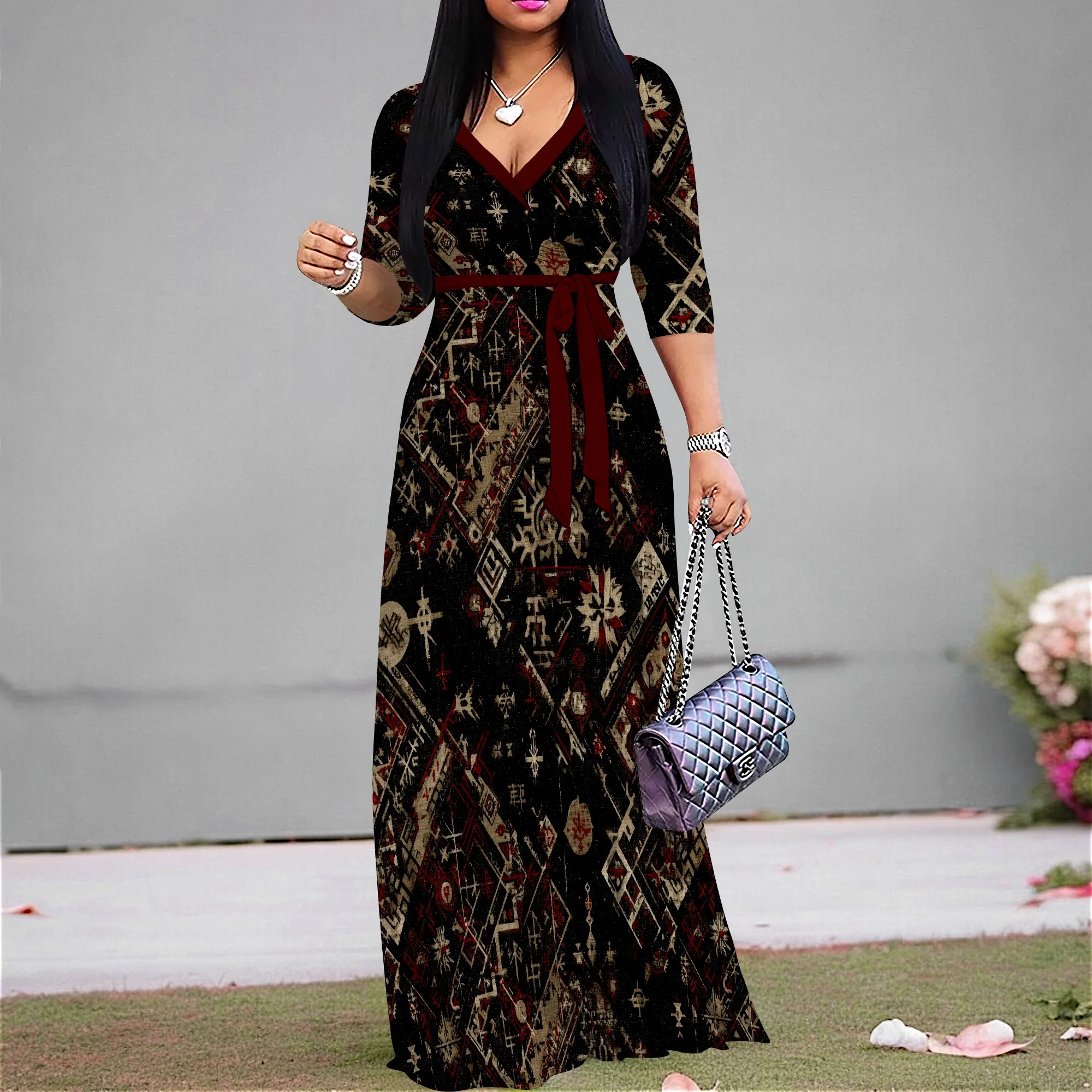 3/4 Sleeve V Neck M… - image