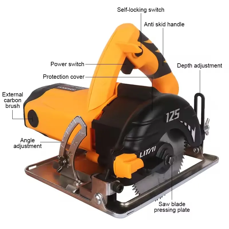 125mm High Power Electric Cutting Machine 220V Handheld Heavy Duty Cutter for Wood Metal Tile Cutting Tool