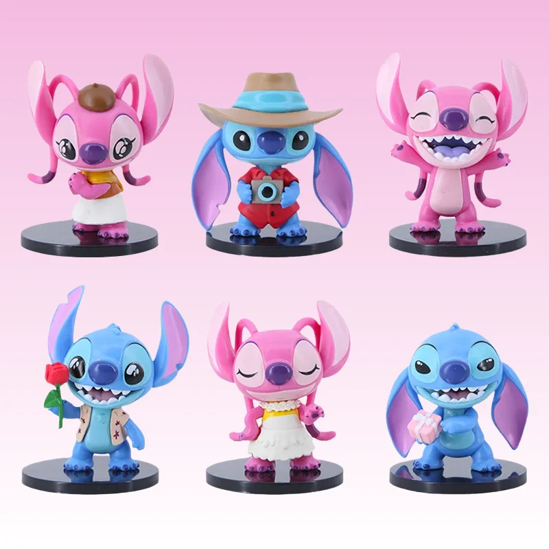 

6Pcs/Set Kawaii Lilo & Stitch Cartoon Figure Model Collection Desktop Ornament Collection Couple Stitch Figurines Children Gifts