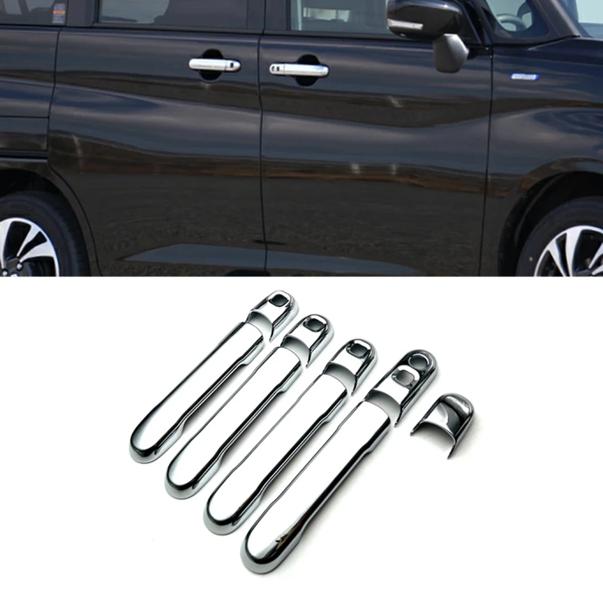 For Suzuki Solio Bandit 2021 2022 Car Chrome Door Handle Cover Trim Decorative Sticker Exterior Accessories,A