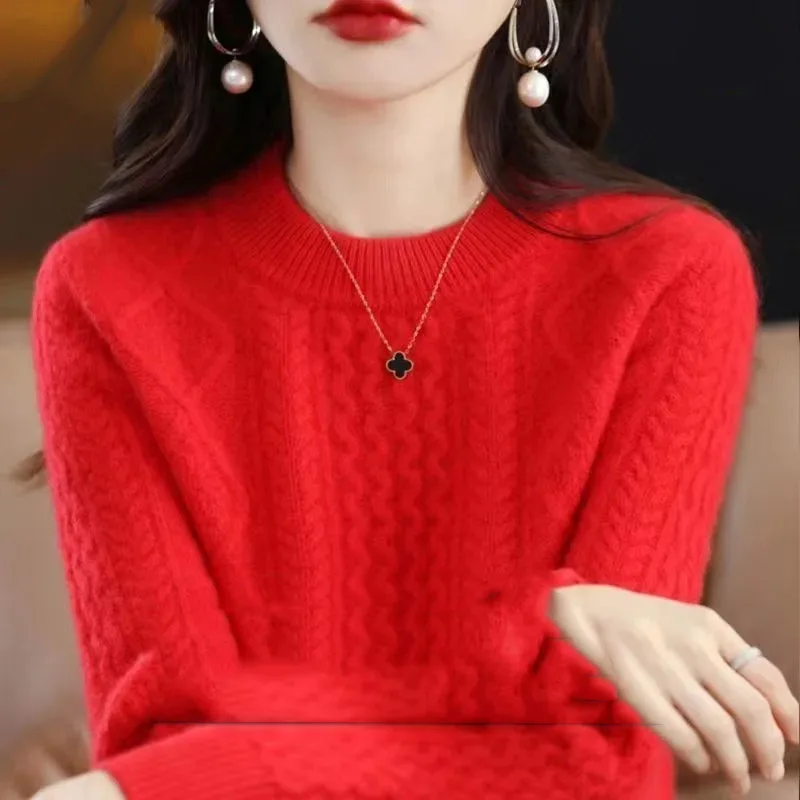 Korean Women Loose Pullover Sweater 2024 Female Large Size 4XL Jumper Knitwear Spring Autumn Ladies Round Neck Long Sleeves Knit