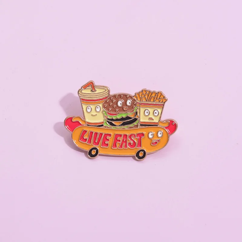 Delicious Food Hot Dog Drink Enamel Pin Cartoon French Fries Burger Coke Lapel Badge Creative Brooch Jewelry Kids Gift Wholesale