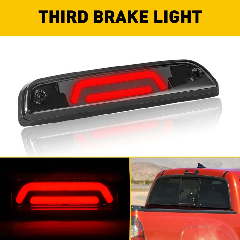 1Pcs LED Smoke 3rd Third Brake Light Red For Toyota Tacoma 1995-2000 2001-2017 Car Rear Brake Lights High Brightnes Accessoriess
