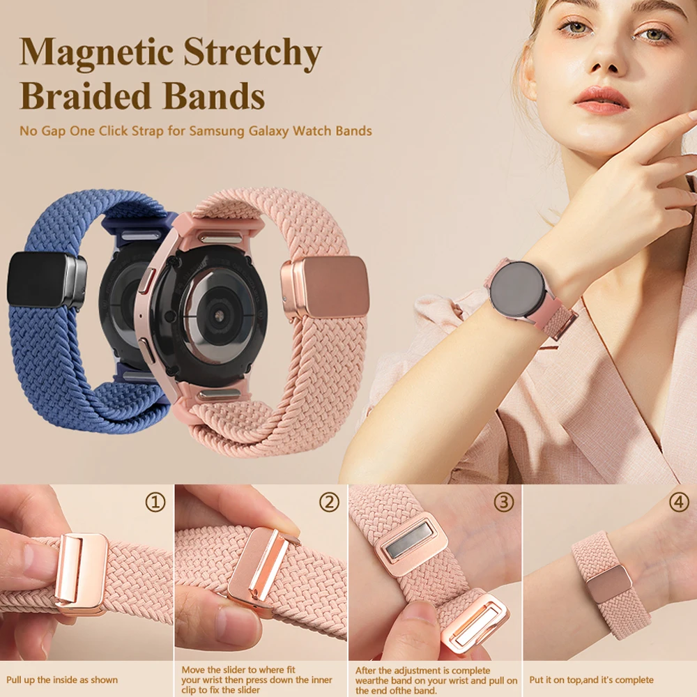 No Gaps Band For Samsung Galaxy Watch 7 6 4 classic/5 Pro 45mm 44mm 40mm magnetic Braided bracelet correa Galaxy watch6 strap