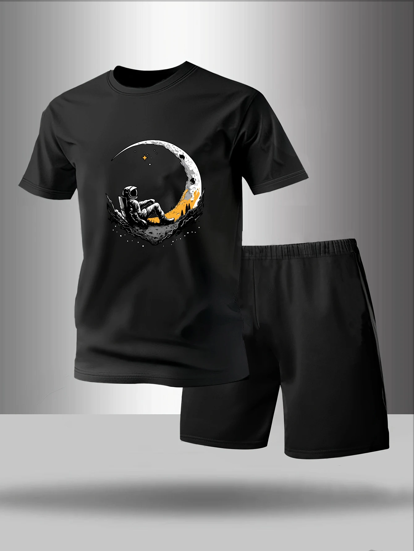 

Two piece men's pajamas for spring summer autumn winter short sleeved shorts fashionable geometric pattern home suit set