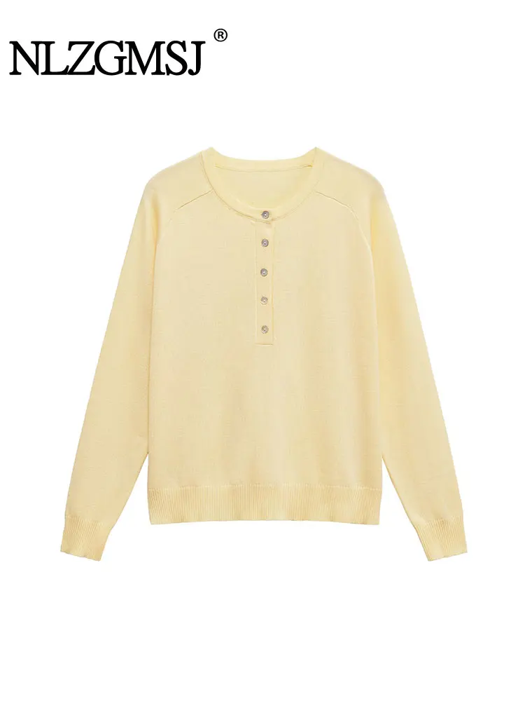 

NLZGMSJ 2025 Autumn Women Sweater Vintage Streetwear Knitting Female Simple Loose Casual Sweaters