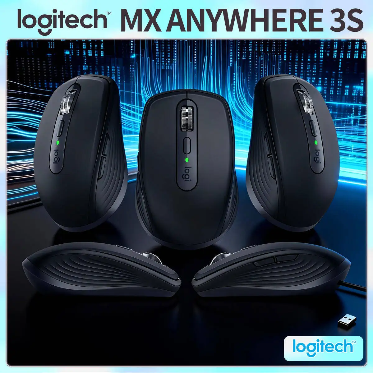 

Компактная мышь Logitech MX Anywhere 3S, эргономичный дизайн, перезаряжаемая, с быстрым прокруткой для портативных ПК Mac