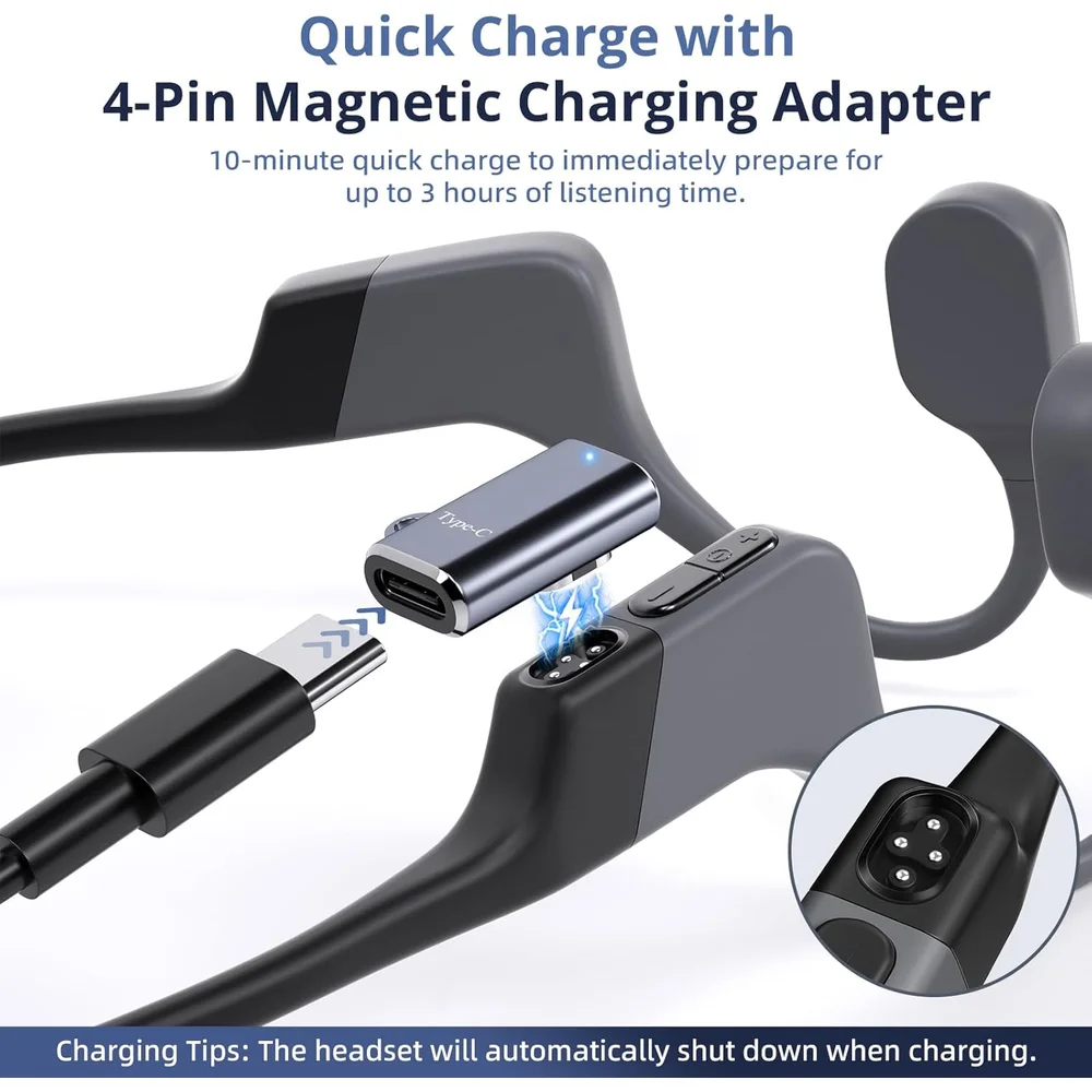 USB-C-Kabel auf magnetischen Ladeadapter für OpenSwim Pro, Typ-C-Ladegerät, kompatibel mit Shokz S710 Knochenleitungskopfhörern