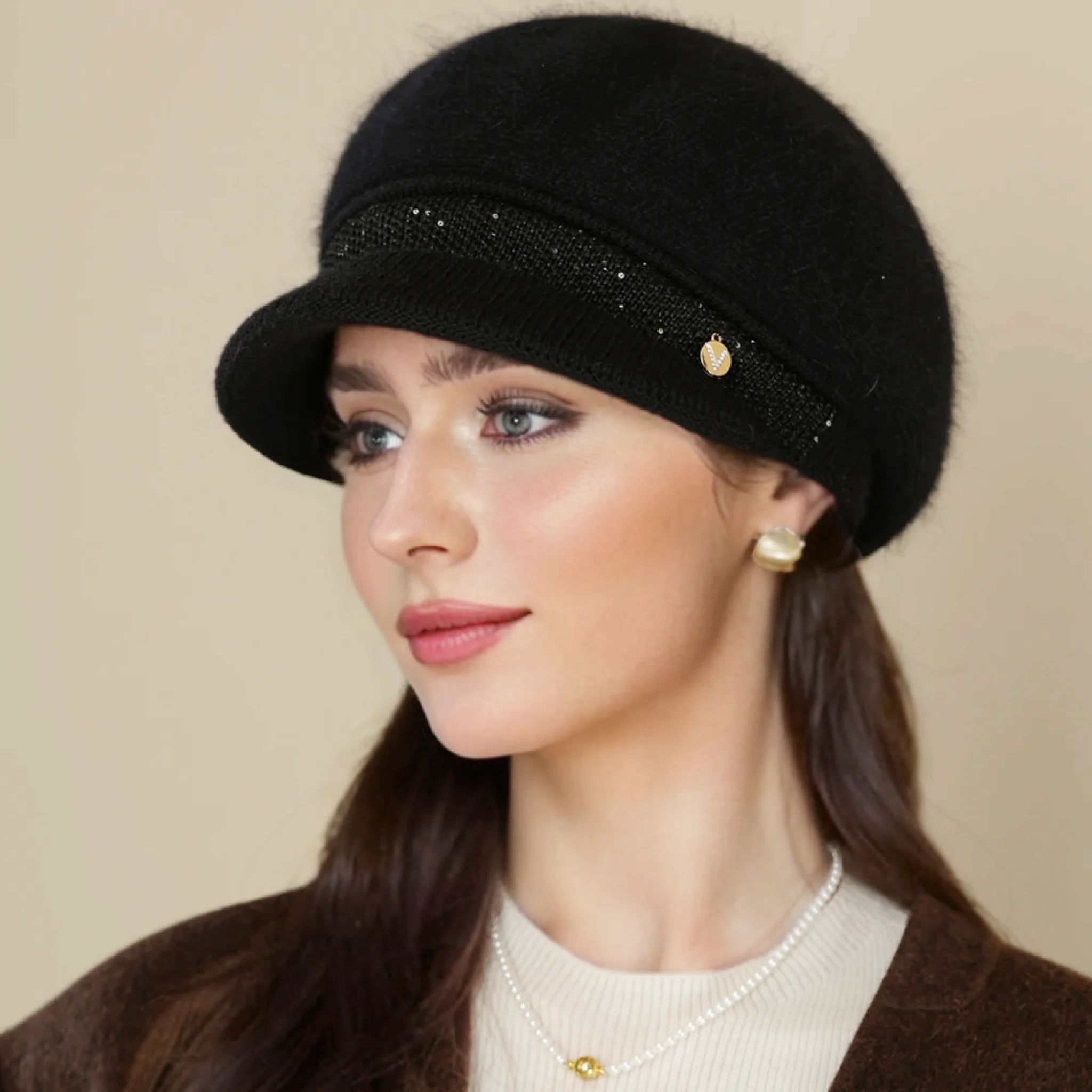 امرأة جديدة الشتاء قبعة تدفئة أفخم الفراء اصطف قبعة دافئة للنساء عادية الأرنب الفراء مزيج قبعة الشارع الشهير في الهواء الطلق موضة محبوك قبعة #2