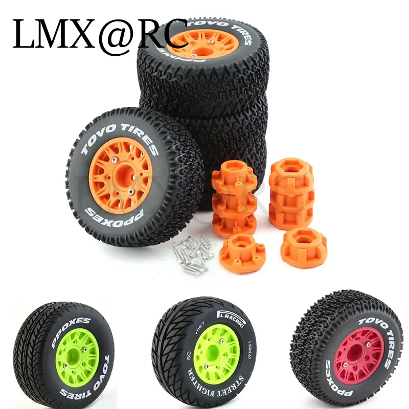 4Pcs 113mm 1/8 1/10 Short Course Truck Tire with 12mm 14mm 17mm Wheel Hex for Slash ARRMA SENTON Vkar SCTX10 HPI RC Car