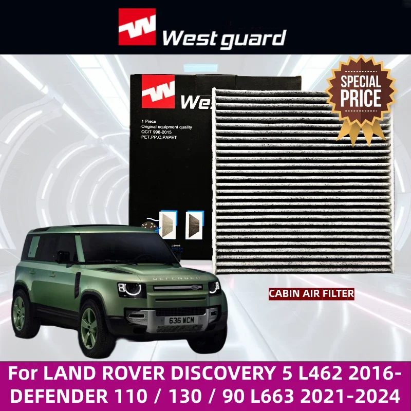 

For LAND ROVER DISCOVERY 5 L462 2016- DEFENDER 110 130 90 L663 2020-2024 WESTGUARD Carbon Cabin Filter MK9523 LR133345 LR133511