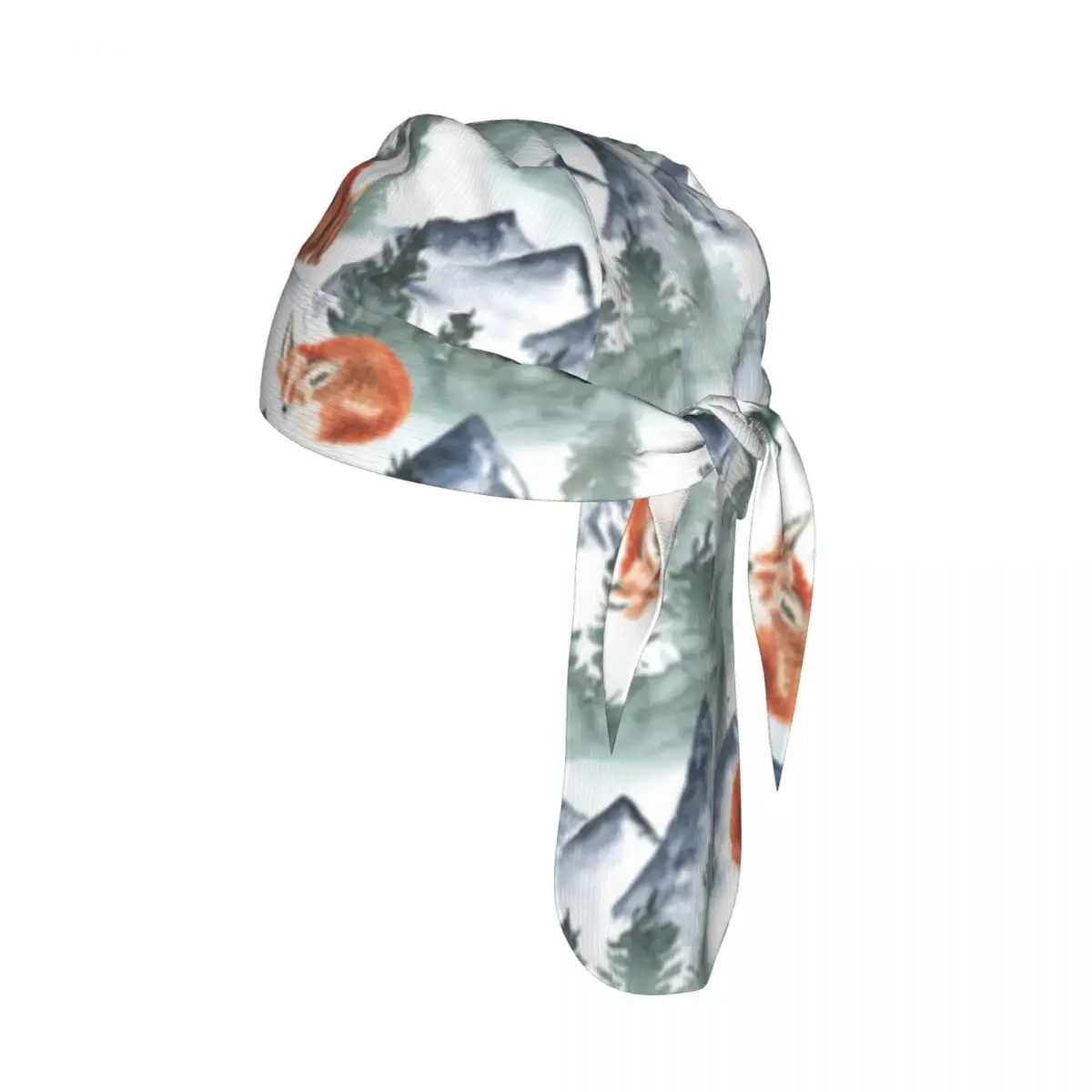 

Быстросохнущая бандана-повязка на голову с защитой от солнца, с рисунком лесных деревьев, лисы и гор, для спорта, бега и велоспорта