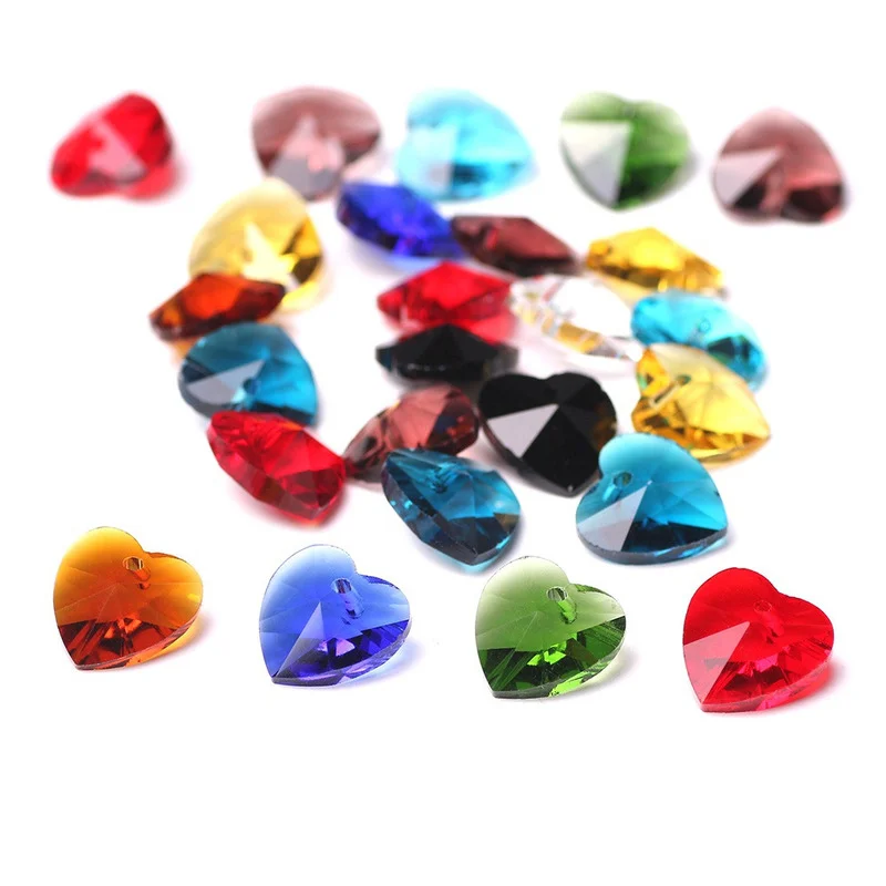 20/30Pcs Glass Crystal Heart Faceted beads Loose Spacer DIY 10/14mm Czech Beads Crafts for Fashion Lampwork Pendant Jewelry Made