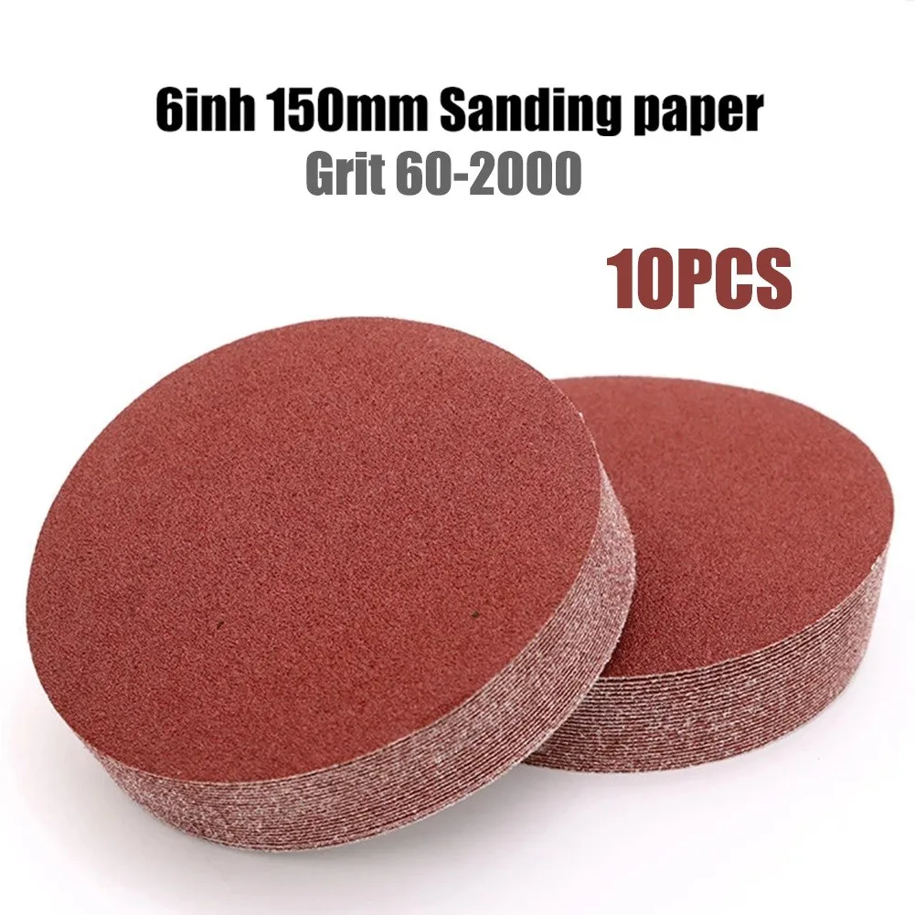 10pcs 6inch 150mm Sanding Paper Set 60-2000 Grid Metal Polished Polishing Pad Sanding Discs Woodworking Abrasive Tools