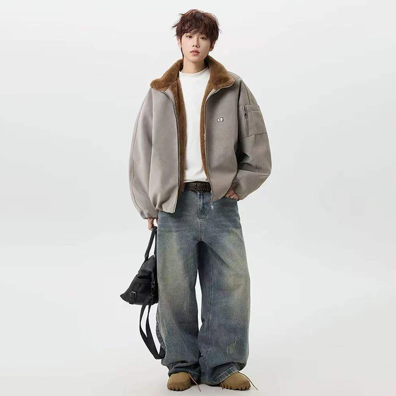 LUZHEN 2025 شتاء جديد الأصلي فو الفراء بطانة دافئة بلون معطف مبطّن الرجال أنيق وسيم سترة غير رسمية الملابس JY5597 #6