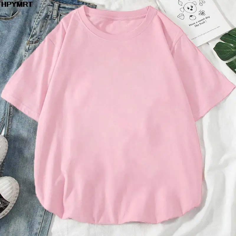 Hipster Women Fashion White Pink Short Sleeve T shirt 2022 Spring Summer T-shirt Female Clothes Tops Tees Tshirt Femme