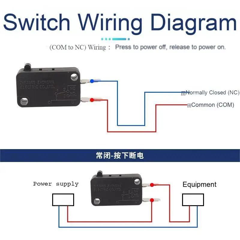 KW7/16A Micro Switch - Normally Closed (NC) Limit Switch for Water Pump, Diaphragm Pump, Pressure Washer, Washing Machine