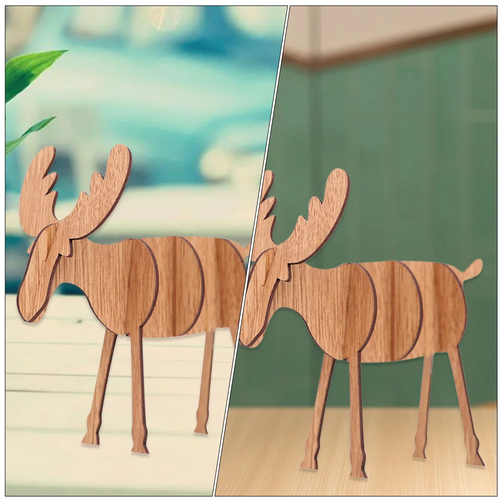 

6 Pcs Wood Christmas Elk naments DIY Assembly Toys Shaped Kids Reindeer Decorations Holiday Gifts Wooden nament Party Decorative