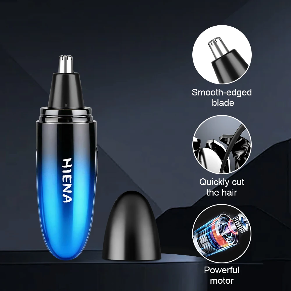 HIENA Portable Nose Ear Hair Trimmer Rechargeable Waterproof Dual Edge Blade Electric Nose Hair Remover For Men Daily Personal