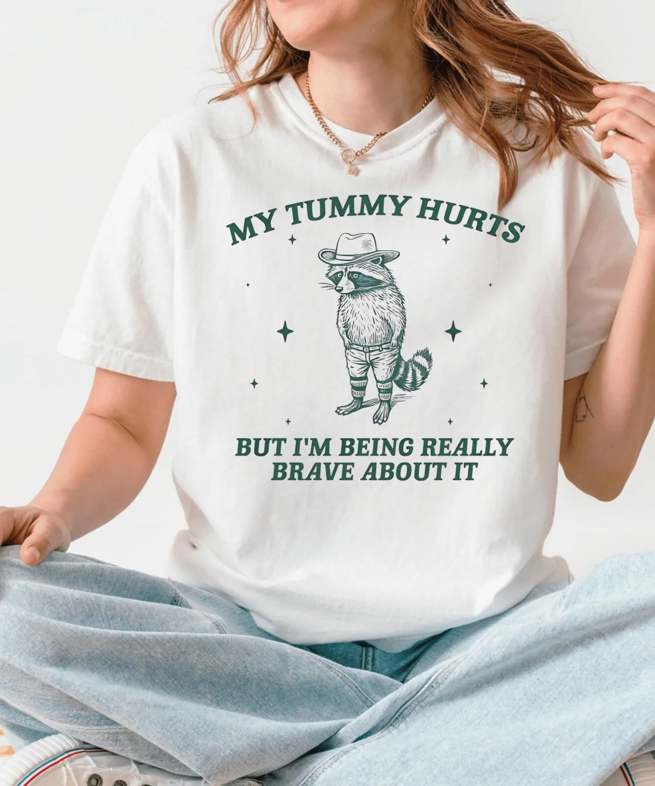 My Tummy Hurts But I'm Being Really Brave About It Vintage Shirt, Funny Raccoon