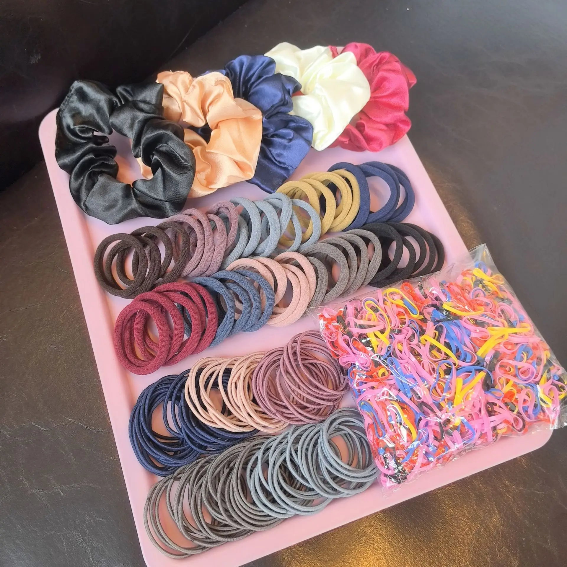 2155 قطعة الفتيات العصابات الشعر الملونة مجموعة النايلون شريط مطاطي مرن الساتان Scrunchies الأطفال ذيل حصان حامل إكسسورات شعر الأطفال