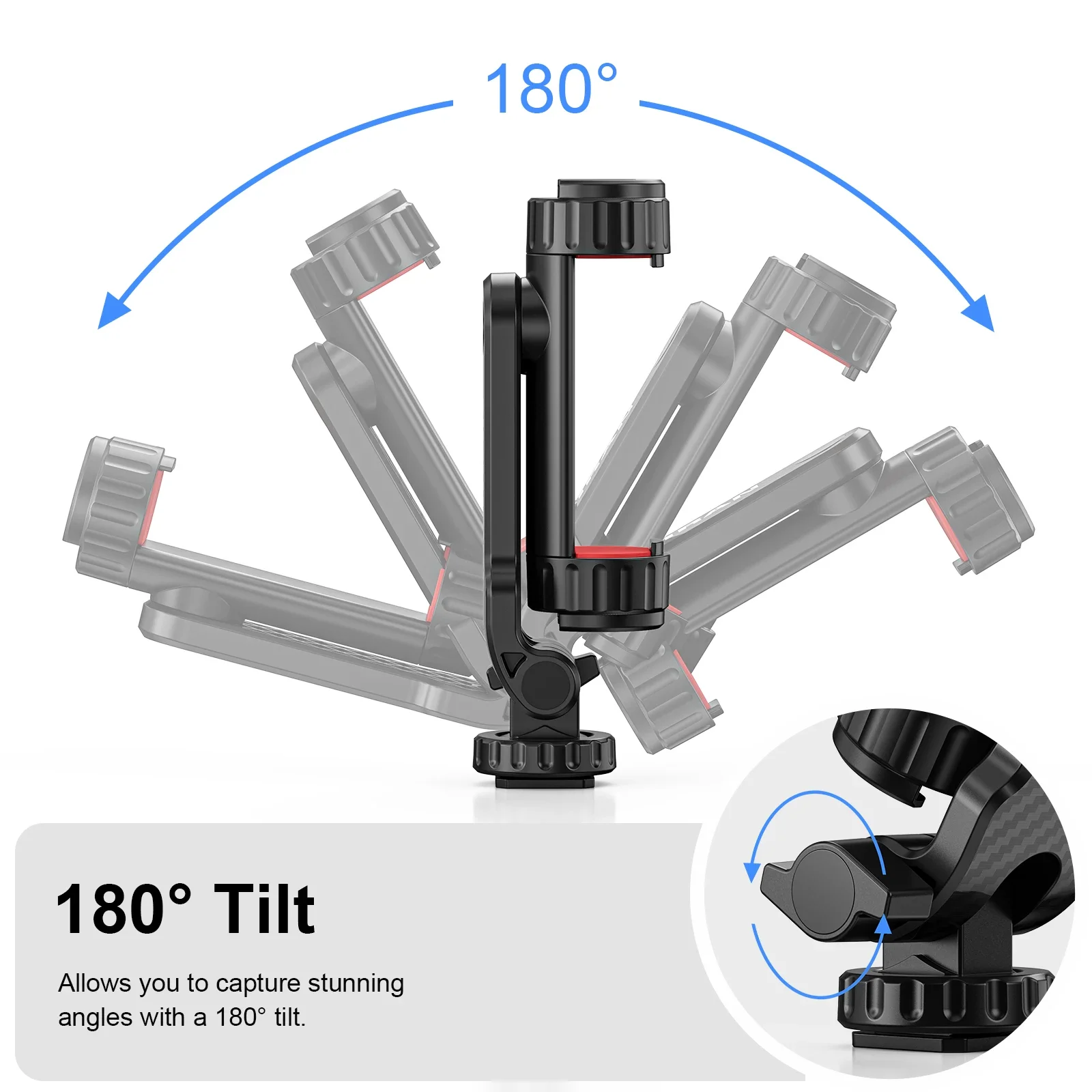 Phone Holder Mount Tripod Phone Bracket Microphone Stand Dual Cold Shoe Clip EVUMO PM11 Cellphone Clamp for 1/4'' Screw Tripod