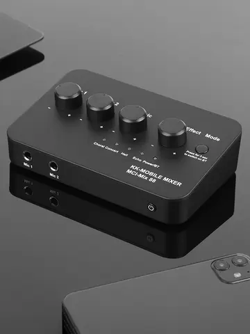 Compact Karaoke Audio Mixer AUX IN/OUT BT Connection with 2 Mic Inputs Digital Audio Sound Karaoke Machine for TV/PC & Amplifier