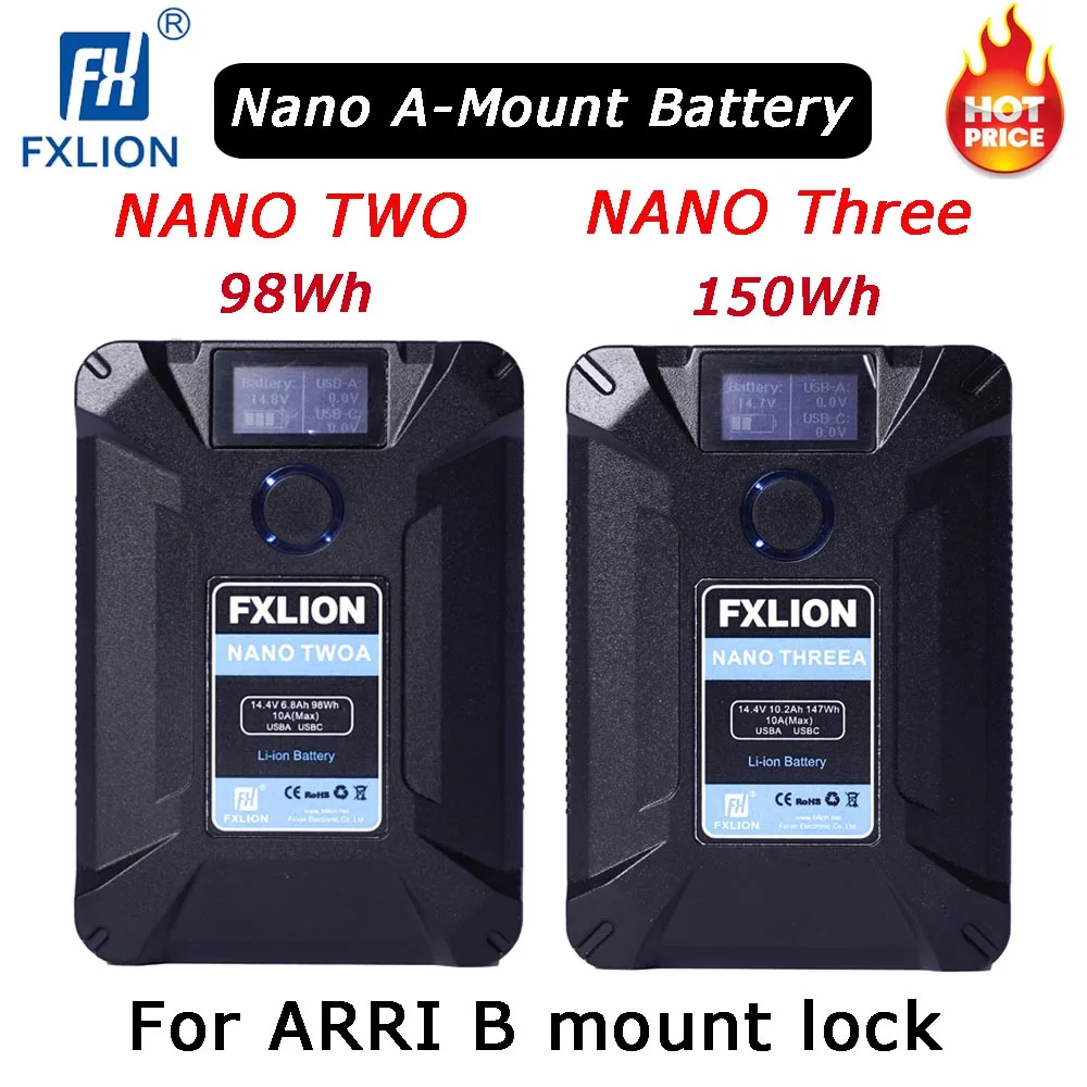 Литиевая батарея FXLION NANO два/три A-Mount /A-Lock для ARRI B Mount Lock Type-C USB Micro, карманная батарея для камер, телефонов, ПК