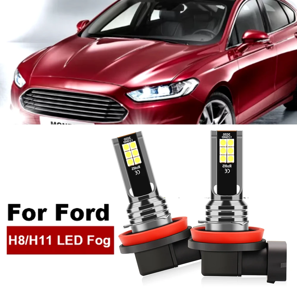 

2PCS For Ford Mondeo (MK4,MK5) 2010 2011 2012 2013 2014 2015 2016-2019 LED H8 H11 H16JP Fog Light Bulbs 6000K 12V Car Lamps