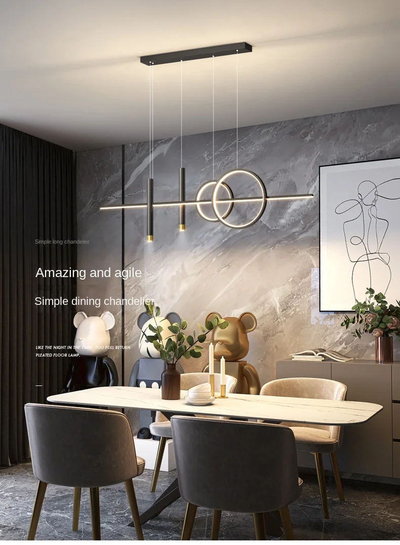 Restaurant Lichter nordischen Kronleuchter Licht Luxus minimalist ischen Esstische Barth eke Designer minimalist ische Streifen beleuchtung – Detail 1