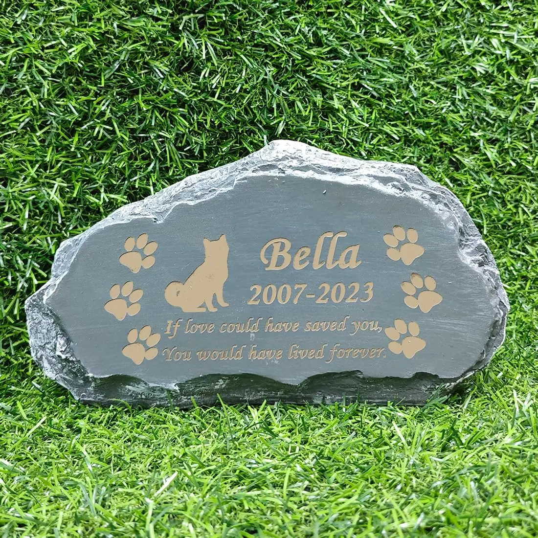 

Personalized Dog Cat Memorial Stone by Waterproof Resin, Custom Pet Stone Markers for Dog 3D Style