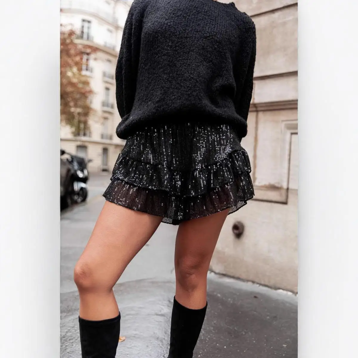 

Beaded f Length Pants Skirt Sequined ort Skirt Street Sle Polyester Fiber Busin Home Wear Midi Skirt