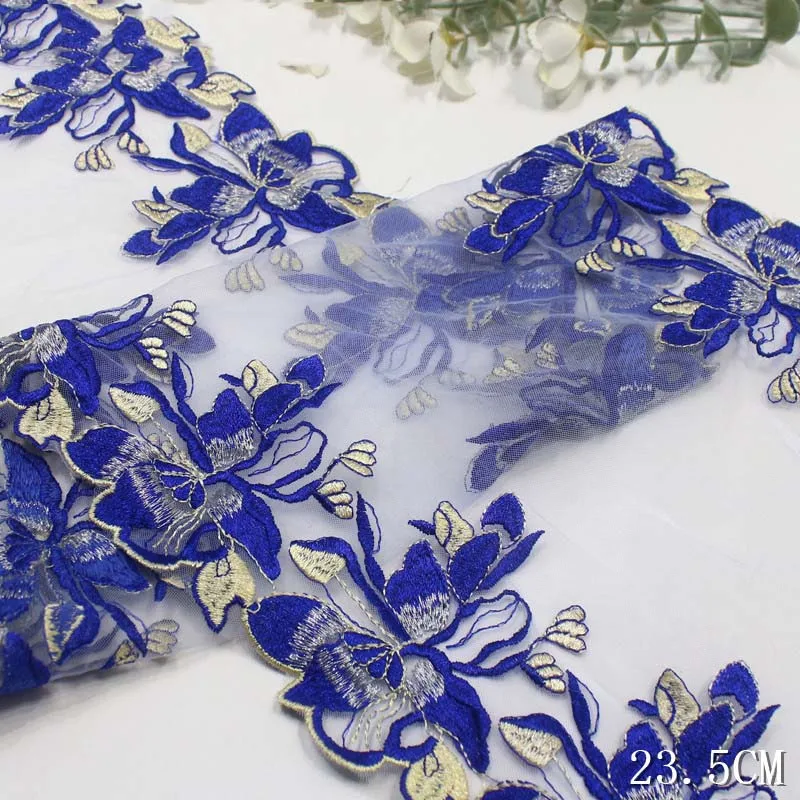 

15Yds Sapphire Floral Embroidered Lace Trim Tulle Mesh Lace Diy Craft Clothes Bra Underwear Dress Sewing Fabric